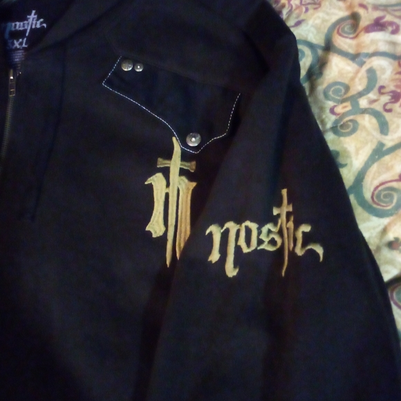 Nostic Gothic Graphic Embroidered Studded Hoodie Jacket Men's 3XL (?) Black NWT - Picture 4 of 12